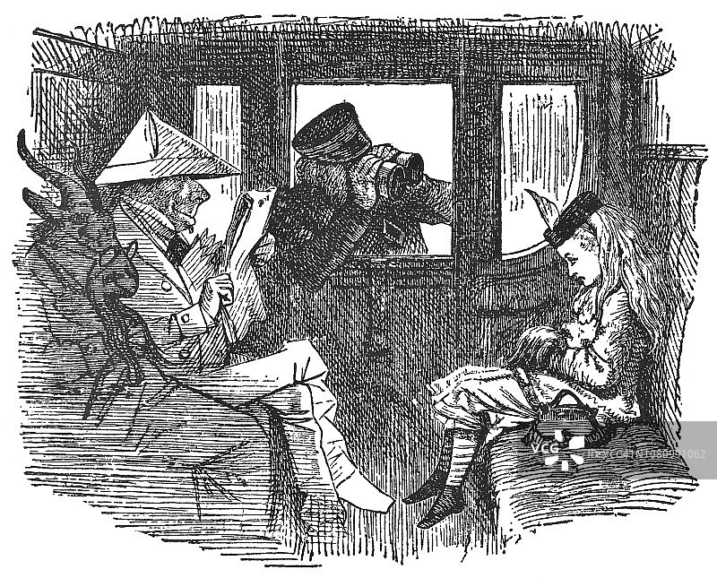 爱丽丝乘火车穿过镜子图片素材