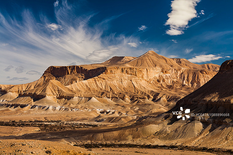 日落时以色列著名的内盖夫沙漠。图片素材