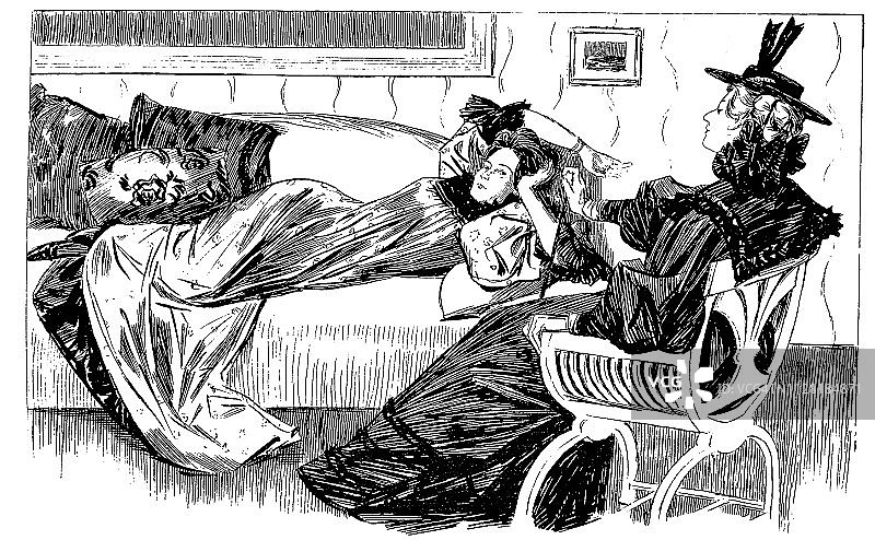 在沙发上放松的时间——1896年图片素材