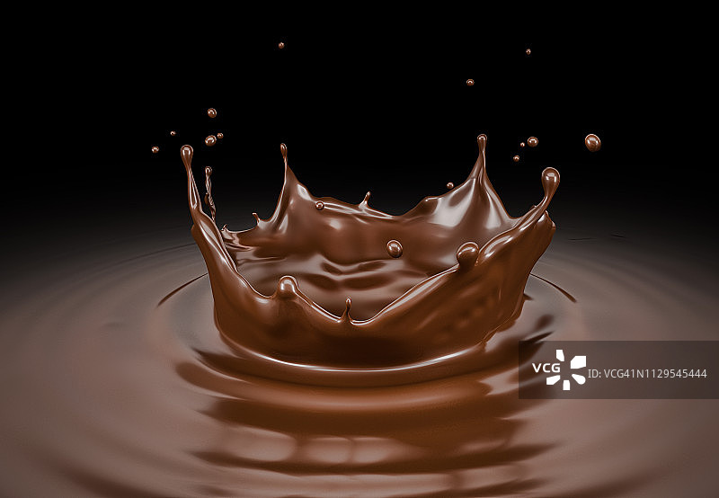液体巧克力皇冠溅起涟漪，插图图片素材