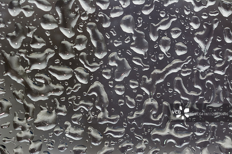 在冬天的一天里，玻璃和结冰的水滴的纹理图片素材