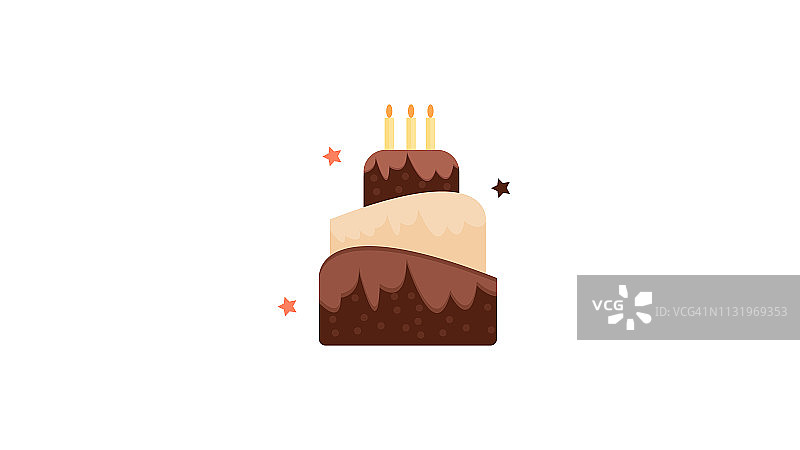 生日蛋糕蜡烛平面设计图标图片素材