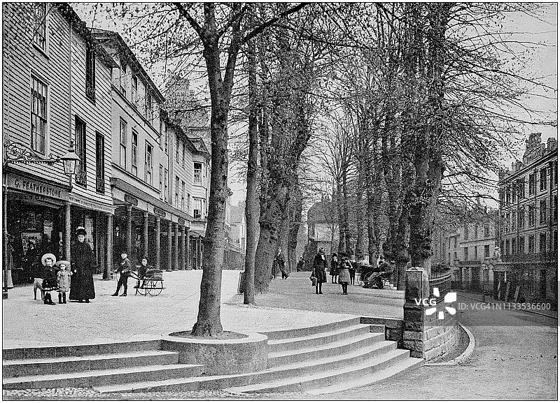 英格兰和威尔士的古老黑白照片:潘蒂尔斯，特恩布里奇井图片素材