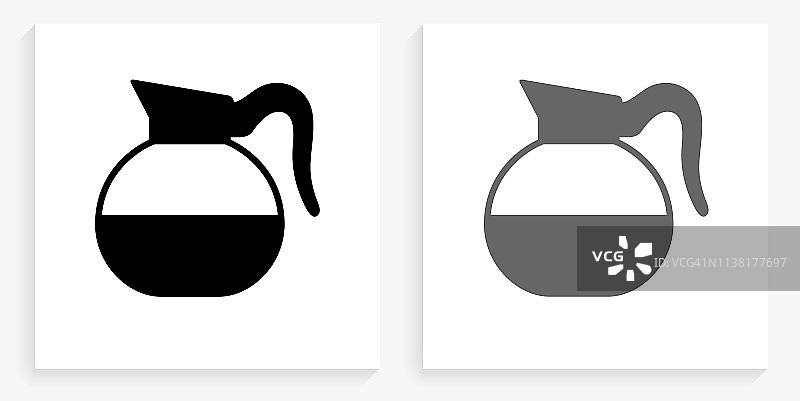 咖啡杯黑白方形图标图片素材