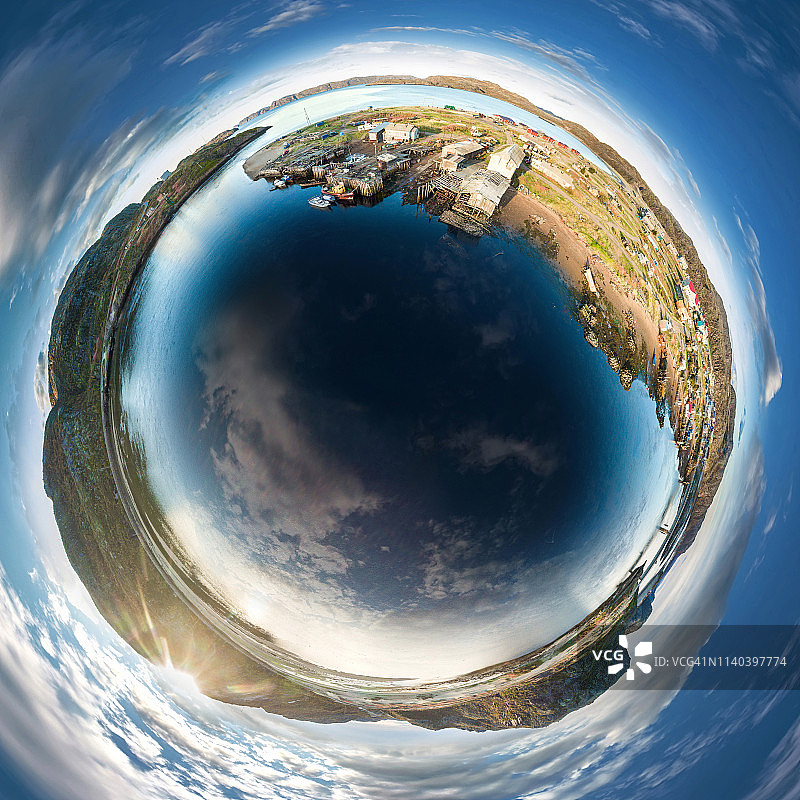 Teriberka。北冰洋海岸。俄罗斯。航空360年全球图片素材