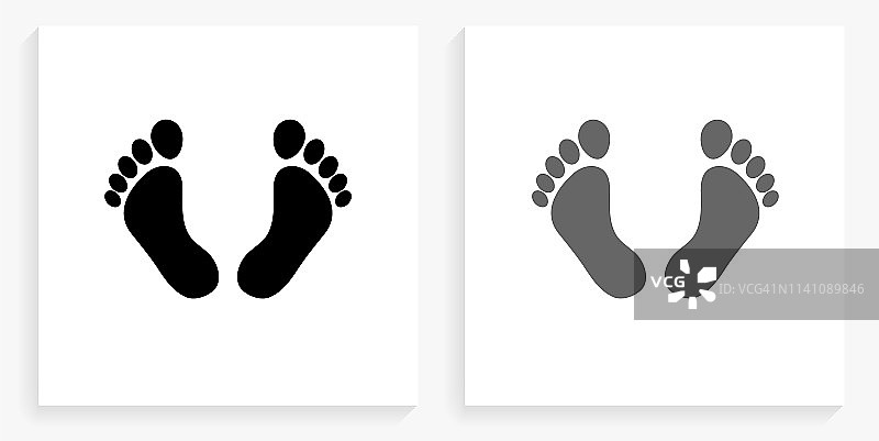 脚印黑白方形图标图片素材