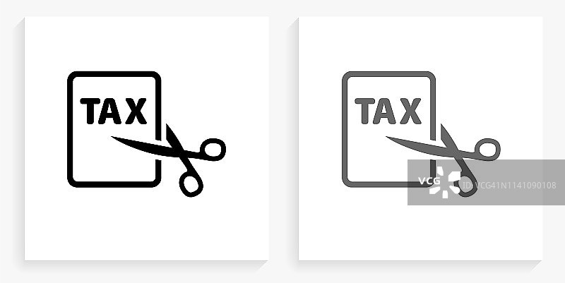 减税黑白方形图标图片素材
