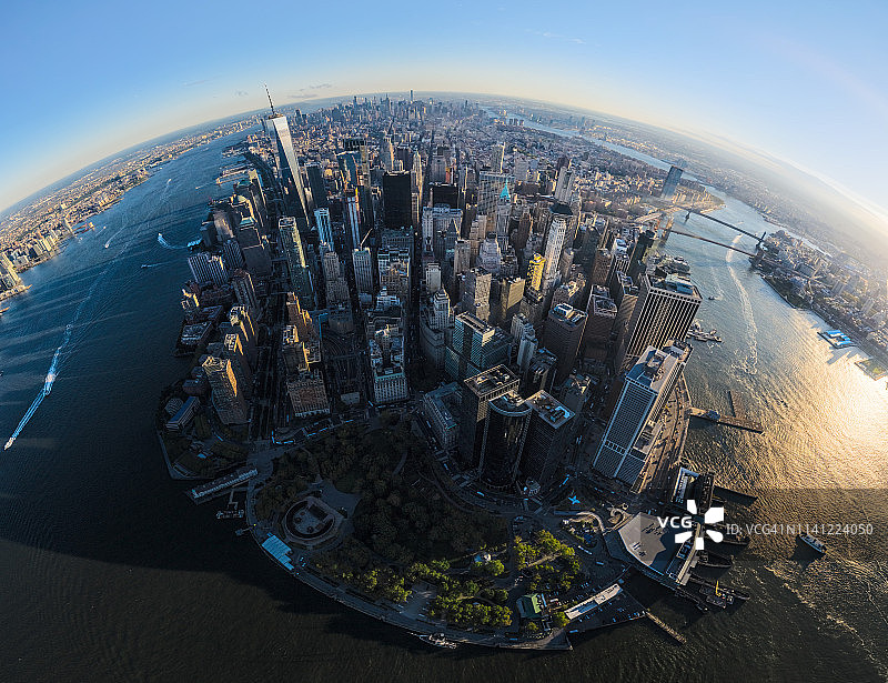 纽约日出时的全景图图片素材