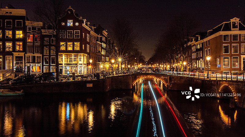 阿姆斯特丹的一条荷兰运河图片素材