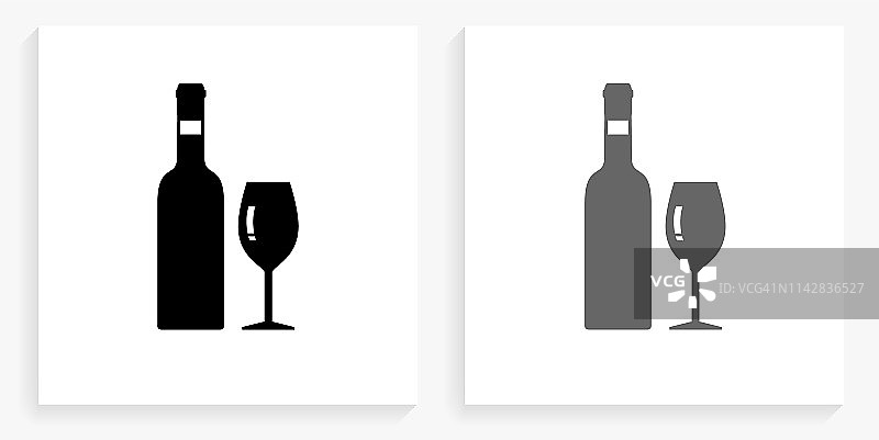 葡萄酒黑白方形图标图片素材