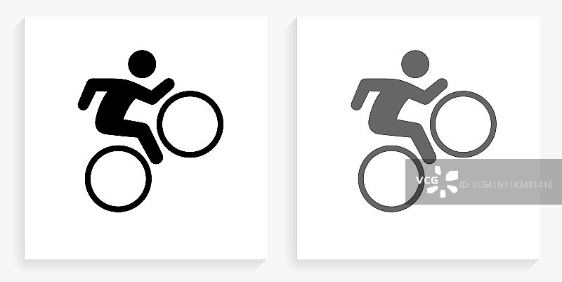 自行车黑白方形图标图片素材
