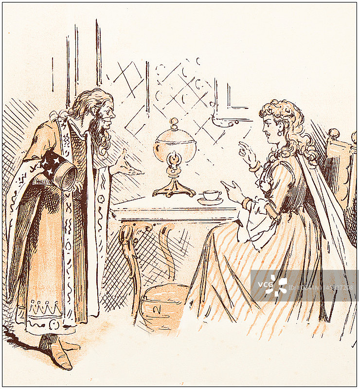来自童话图画书的古董插图:魔术师罗宾图片素材