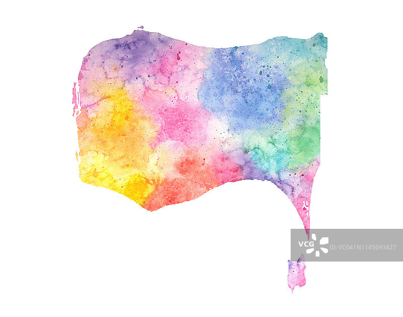 金斯维尔，埃塞克斯县，安大略省水彩栅格地图插图在柔和的彩虹颜色图片素材