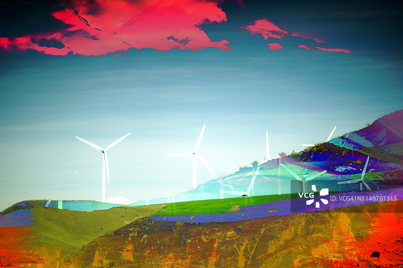 风力涡轮机/抽象艺术背景图片素材