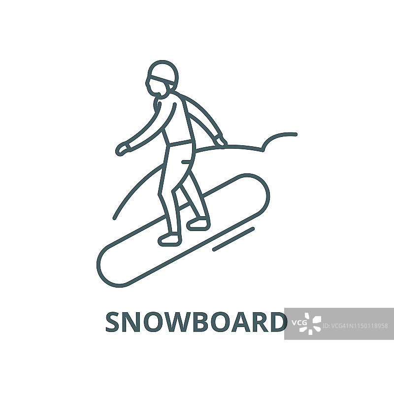 滑雪板矢量线图标、线形概念、轮廓符号、符号图片素材
