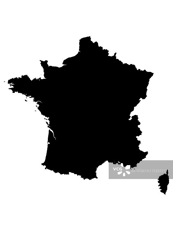 白色背景上的法国黑色地图图片素材