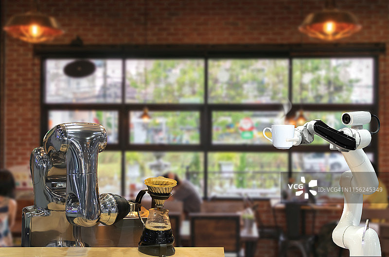 自动饮料商店机器人人工智能服务咖啡图片素材