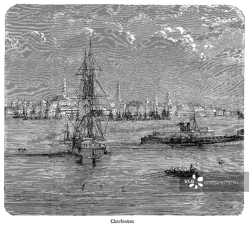 查尔斯顿港南卡罗来纳插图1887图片素材