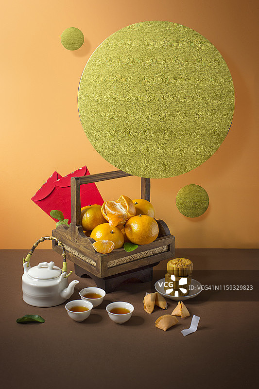 中国新年食品静物。图片素材
