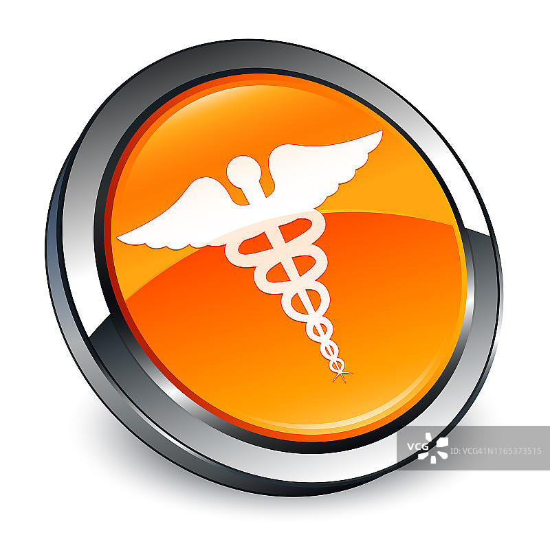 医疗图标3d橙色圆形按钮图片素材