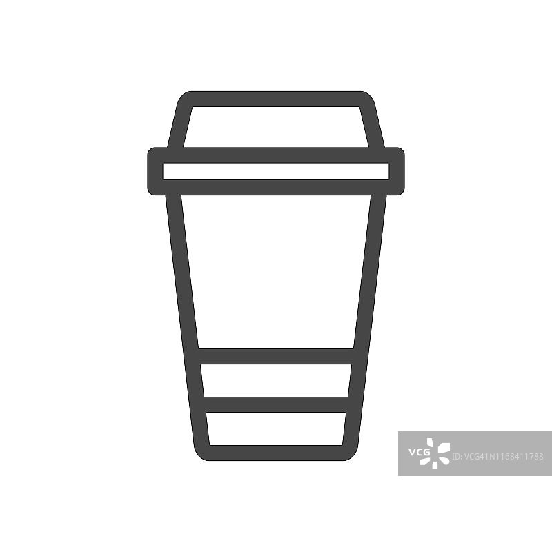 一次性咖啡杯图标孤立在白色背景图片素材