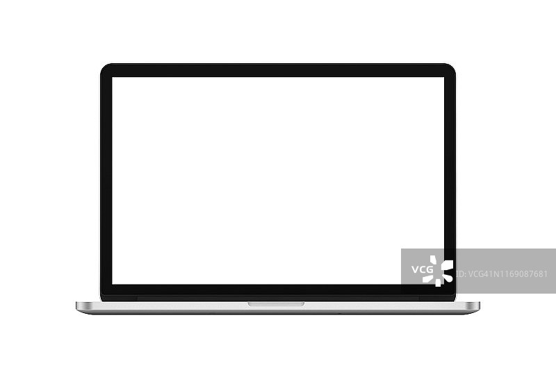 空白屏幕笔记本电脑隔离在白色背景与剪辑路径图片素材