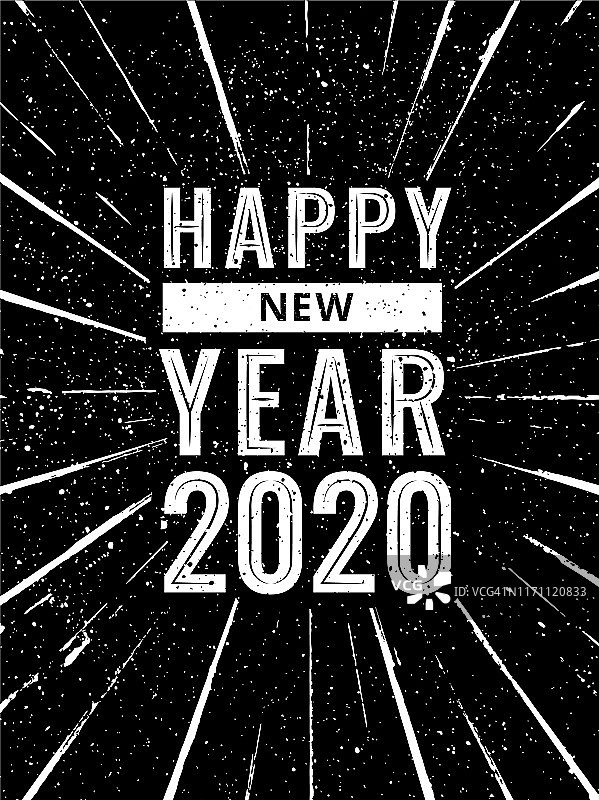 2020年新年快乐-复古，复古的设计，排版，贺卡图片素材