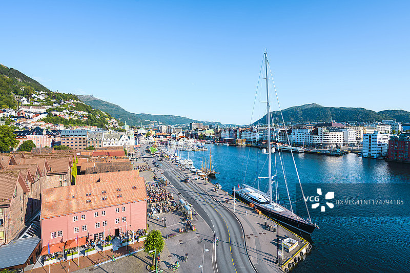 布莱根区和卑尔根港，挪威图片素材