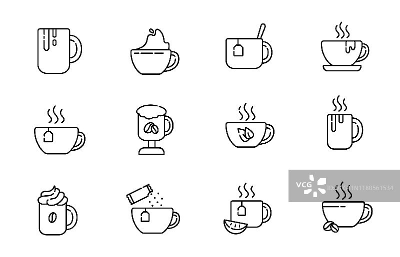 茶咖啡轮廓图标图片素材