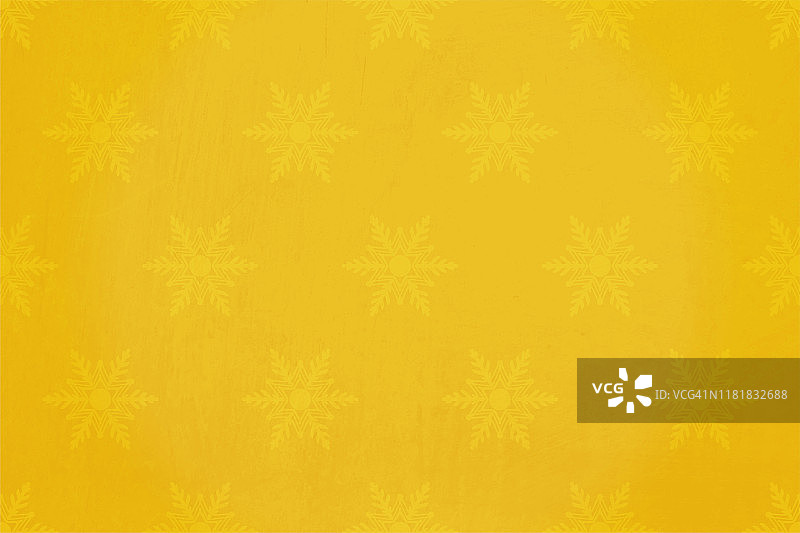 半无缝(设计模式是无缝的，而不是grunge模式)模式的雪花在明亮的芥末黄色金色背景矢量插图图片素材