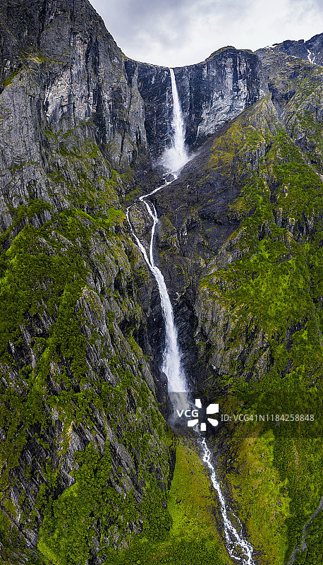 马达尔斯福森瀑布，鸟瞰图，挪威图片素材