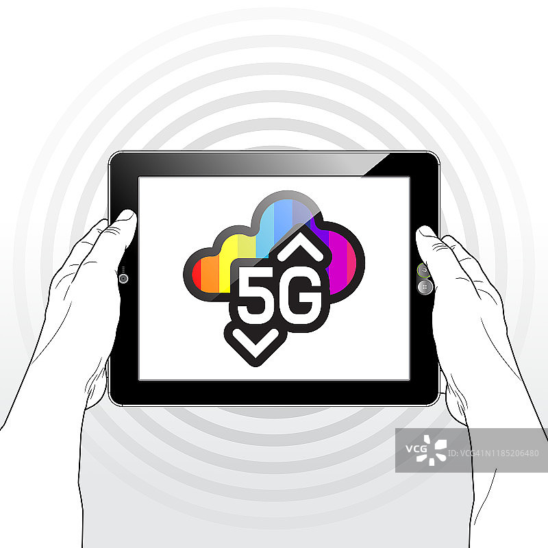 5G流媒体数据-平板电脑景观图片素材