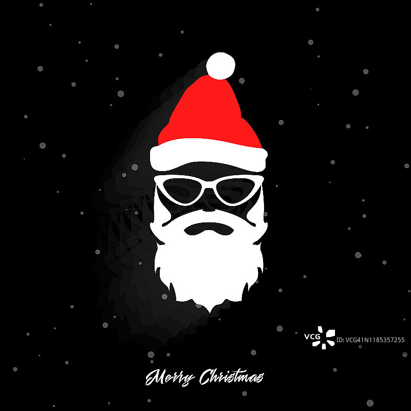 圣诞老人的头，黑色的背景和胡子。圣诞节圣诞老人。新的一年图片素材