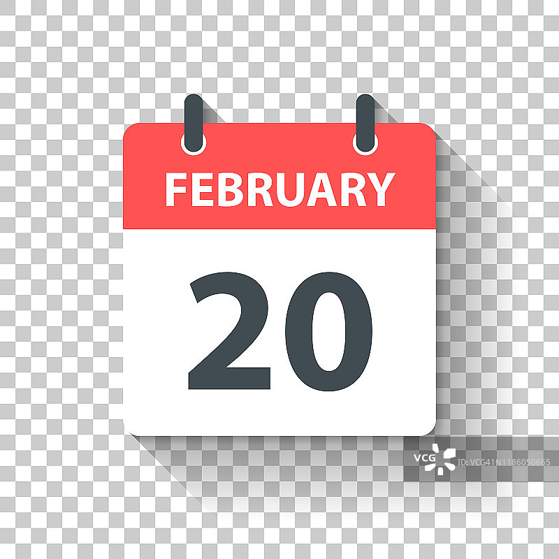 2月20日-日日历图标在平面设计风格图片素材