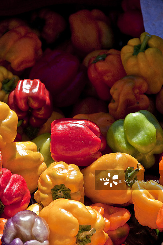 农贸市场上的一种混合辣椒图片素材
