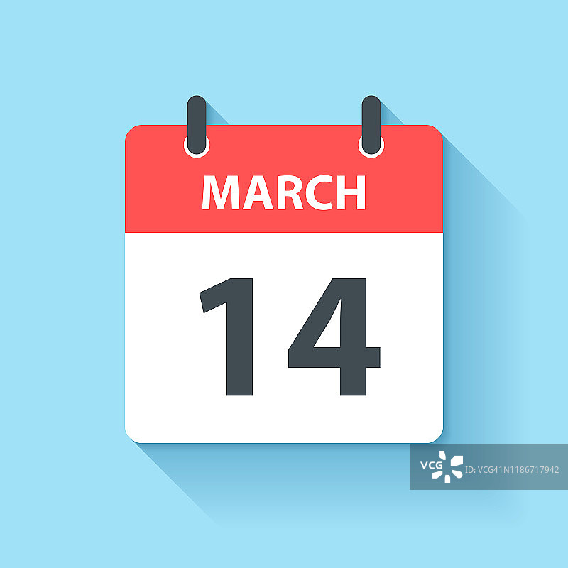3月14日-日日历图标在平面设计风格图片素材