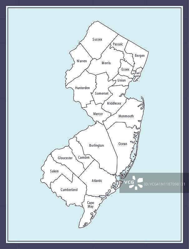新泽西县地图可打印图片素材