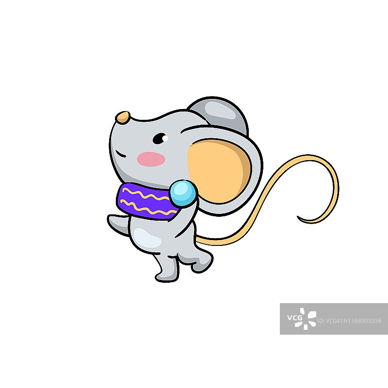 可爱的老鼠角色玩雪球。雪战。有趣的老鼠矢量插图在白色的背景。2020年新的一年图片素材