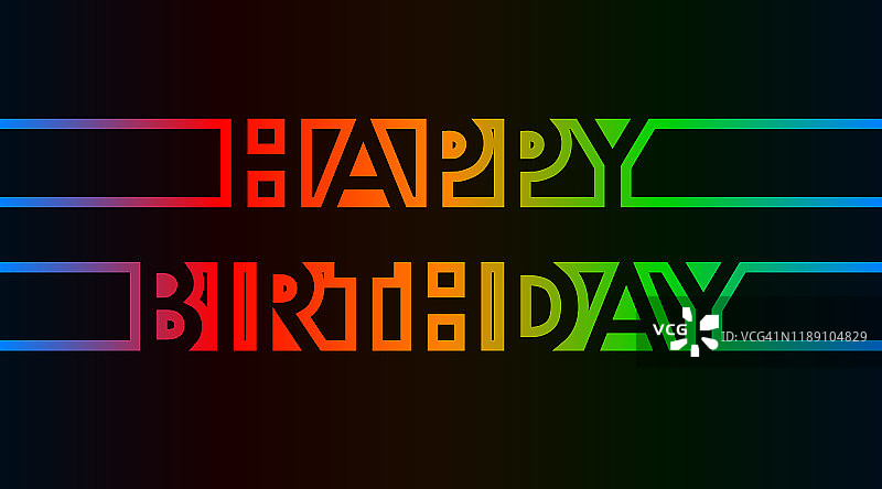 生日快乐-贺卡，邀请，传单，海报-彩色连续大纲字母-矢量插图图片素材