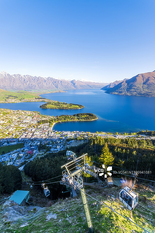 新西兰南岛昆斯敦的高空缆车图片素材