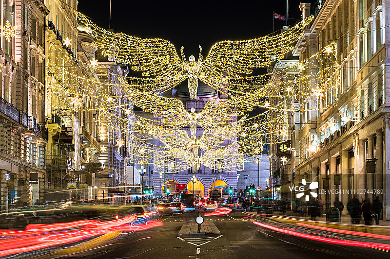 英国伦敦的圣诞购物。图片素材