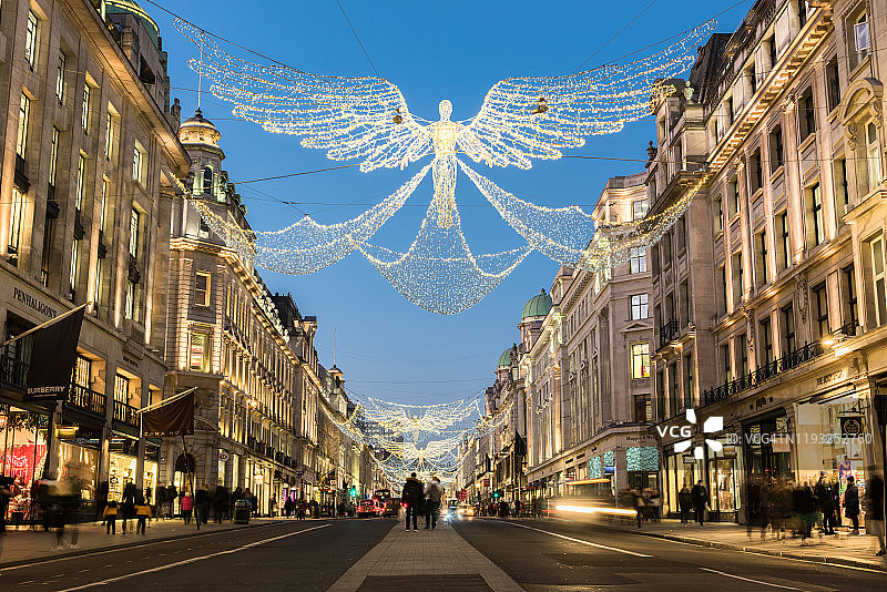 摄政街，伦敦圣诞，英国。图片素材