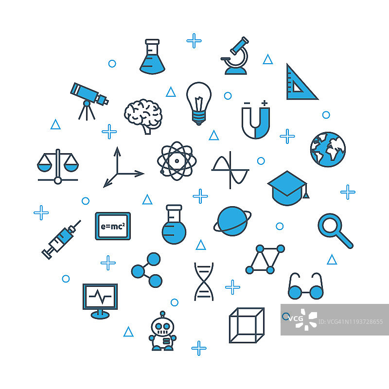 科学旗帜模板。技术圆概念横幅模板。细线网页符号图片素材