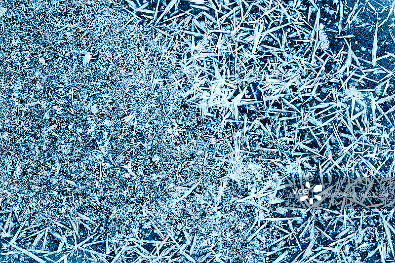 冰晶背景，经典蓝色冰冻纹理霜冻图案图片素材