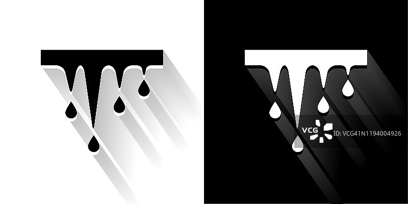 融化的冰柱黑色和白色图标与长影子图片素材