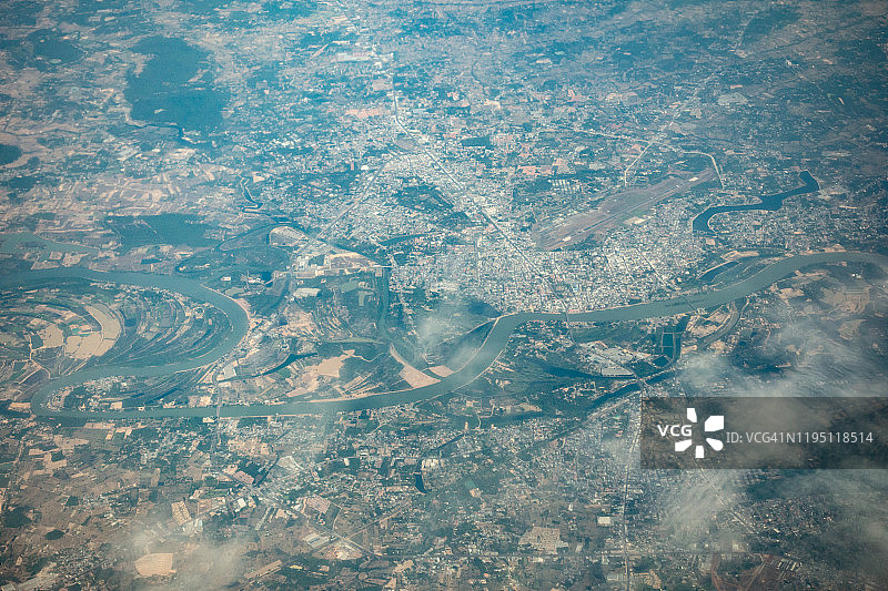 从飞机上俯瞰泰国乌汶府图片素材