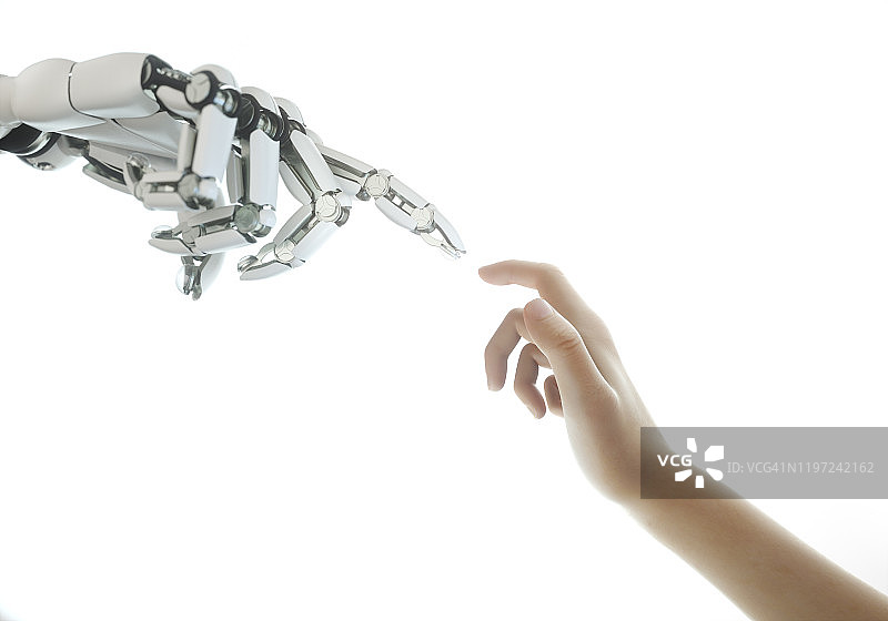 机器人的手触摸数字面板图片素材