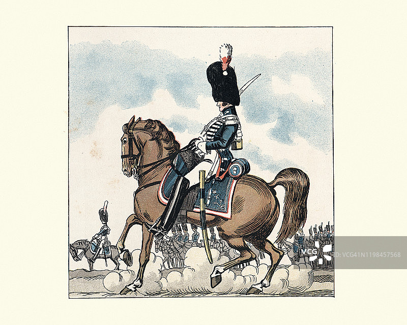 法国士兵，皇家卫队，骑马掷弹兵，1816年图片素材