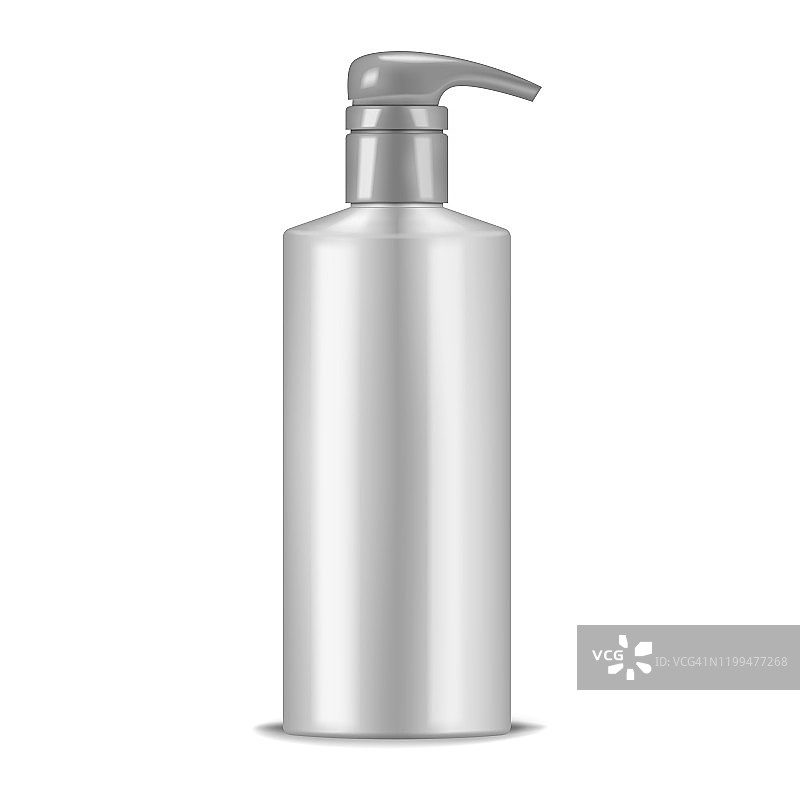 泵分配器瓶孤立的白色背景，现实的模型。液体产品包装容器，矢量模型图片素材