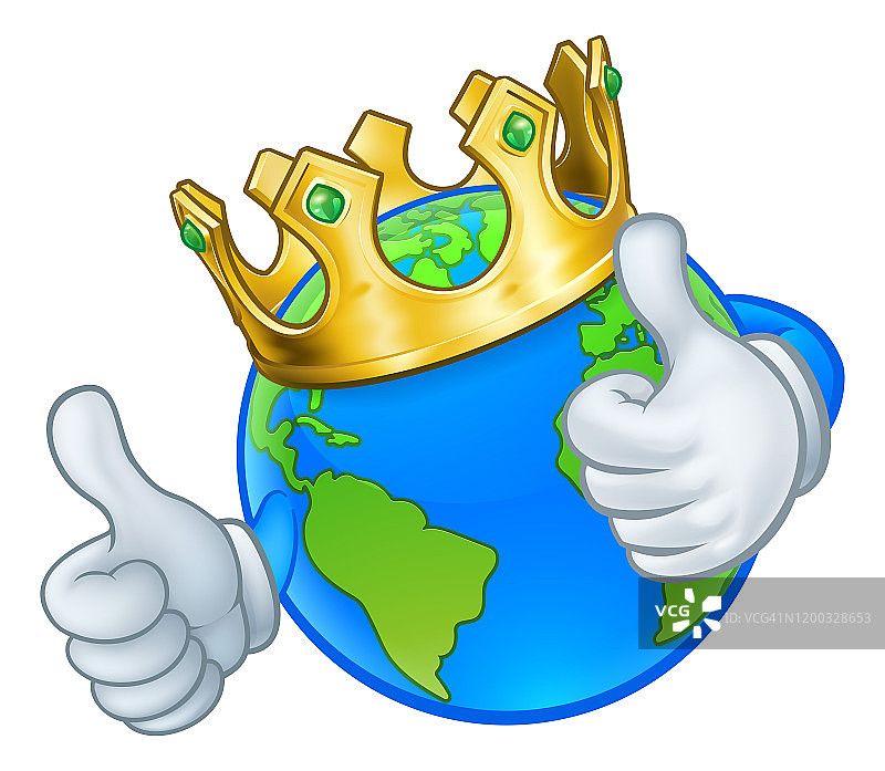 金冠王地球世界卡通吉祥物图片素材